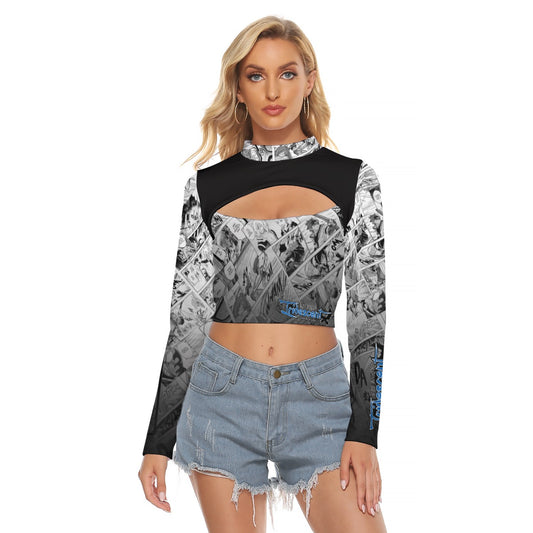 Iridescent Manga Hollow Chest Keyhole Tight Crop Top
