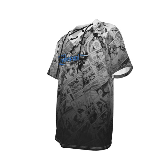 Iridescent Manga Short Sleeve T-shirt with Neckline Tie